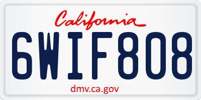 CA license plate 6WIF808