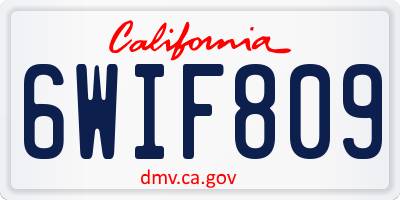 CA license plate 6WIF809