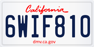 CA license plate 6WIF810