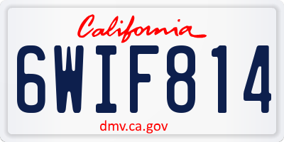 CA license plate 6WIF814