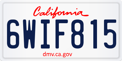 CA license plate 6WIF815