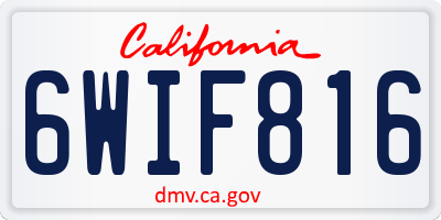 CA license plate 6WIF816