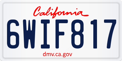 CA license plate 6WIF817