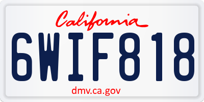 CA license plate 6WIF818