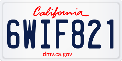 CA license plate 6WIF821