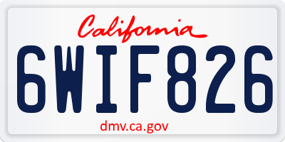 CA license plate 6WIF826