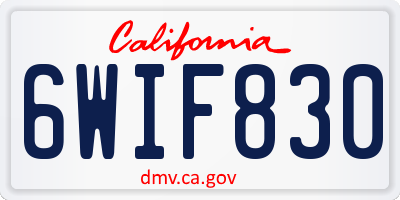 CA license plate 6WIF830