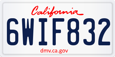 CA license plate 6WIF832