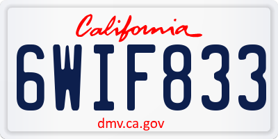 CA license plate 6WIF833