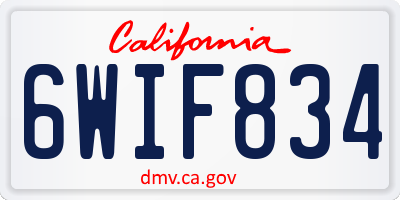CA license plate 6WIF834