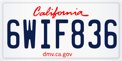 CA license plate 6WIF836