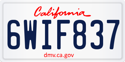 CA license plate 6WIF837