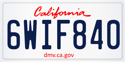 CA license plate 6WIF840
