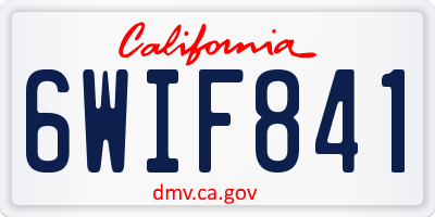 CA license plate 6WIF841