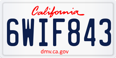 CA license plate 6WIF843