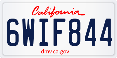 CA license plate 6WIF844
