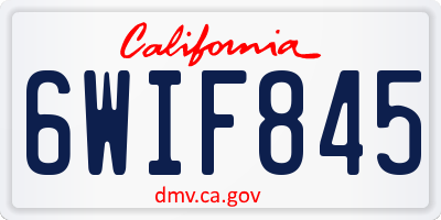 CA license plate 6WIF845