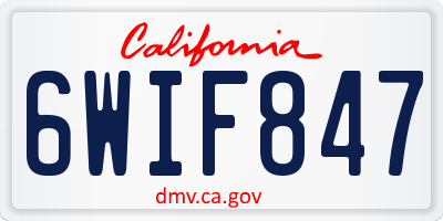 CA license plate 6WIF847