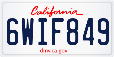 CA license plate 6WIF849