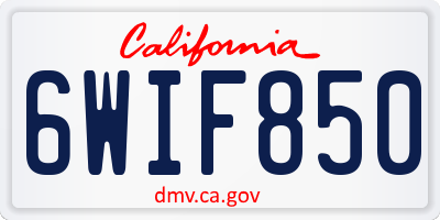 CA license plate 6WIF850