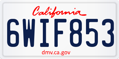 CA license plate 6WIF853