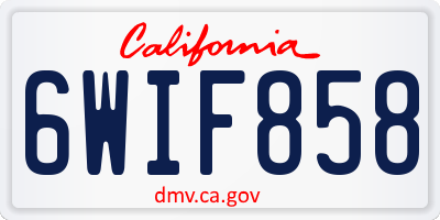 CA license plate 6WIF858