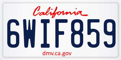 CA license plate 6WIF859