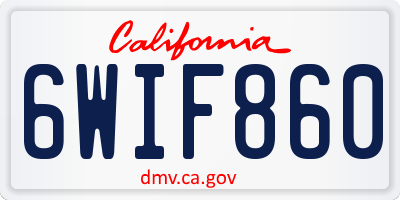 CA license plate 6WIF860