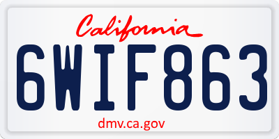 CA license plate 6WIF863