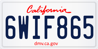 CA license plate 6WIF865