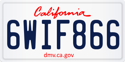 CA license plate 6WIF866