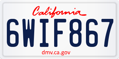 CA license plate 6WIF867