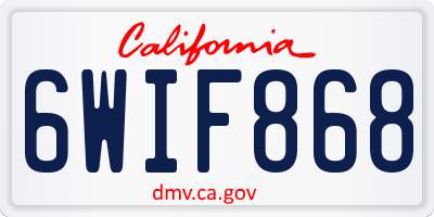 CA license plate 6WIF868