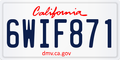 CA license plate 6WIF871