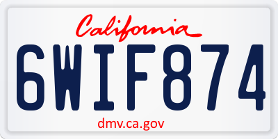 CA license plate 6WIF874