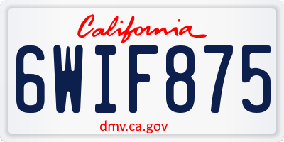 CA license plate 6WIF875