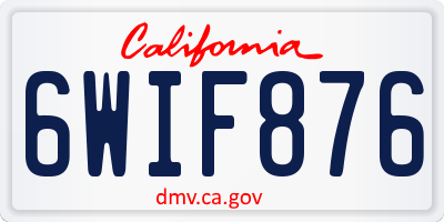 CA license plate 6WIF876