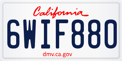 CA license plate 6WIF880