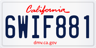 CA license plate 6WIF881