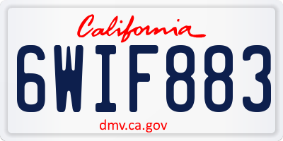 CA license plate 6WIF883