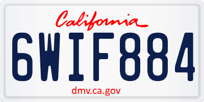 CA license plate 6WIF884