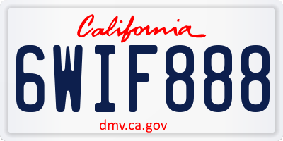 CA license plate 6WIF888