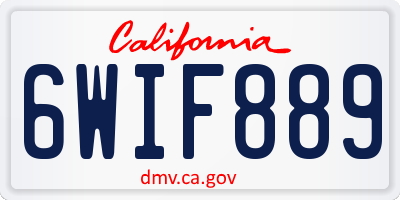 CA license plate 6WIF889