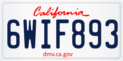 CA license plate 6WIF893