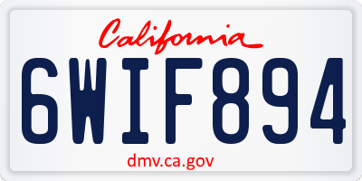 CA license plate 6WIF894