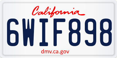 CA license plate 6WIF898
