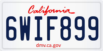 CA license plate 6WIF899