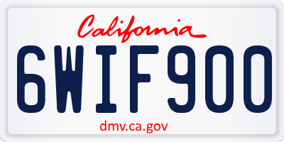 CA license plate 6WIF900
