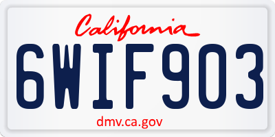 CA license plate 6WIF903