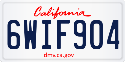 CA license plate 6WIF904